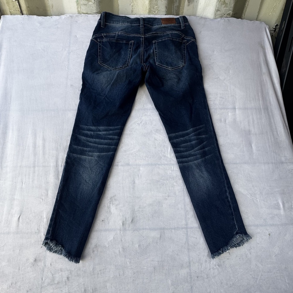 Paris Blues Jeans Womens 27x26 Blue Denim Frayed Hem Trendy Everyday Chic Skinny